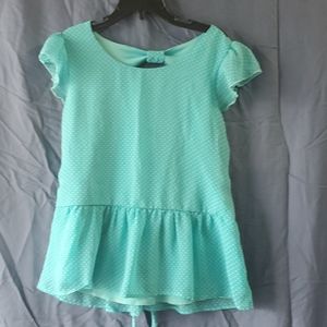 Girls blue w/white polka dots blouse